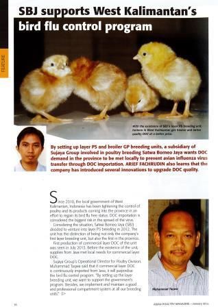 SBJ supports West Kalimantan's bird flu control program